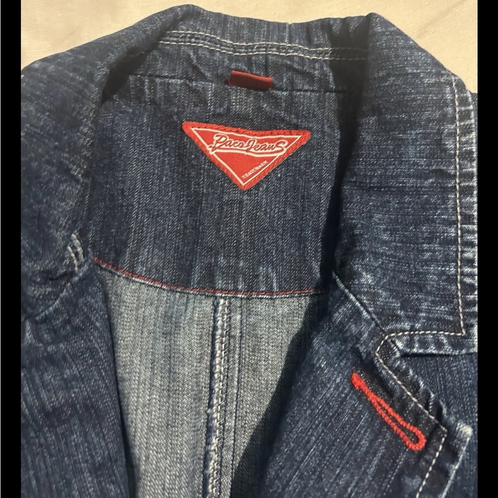 Faded Blue Denim Wash Chore Jacket Workwear Red Stitch Y2 Size Med Mens